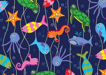  vector achtergrond van kleurrijke zeedieren © FreeSoulProduction