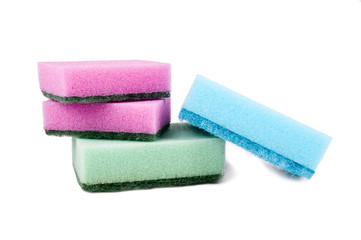Various sponges isolated on the white