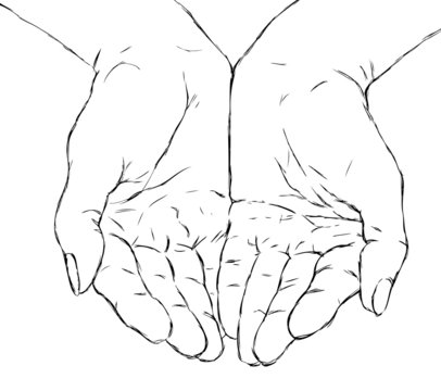cupped hands