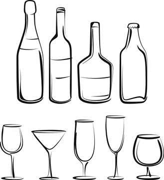 bottles  and glasses set