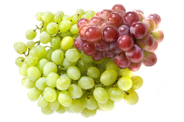red and green grape on white background
