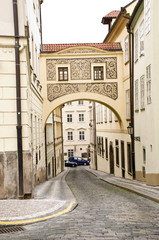 Old street in Prague, Czech republic