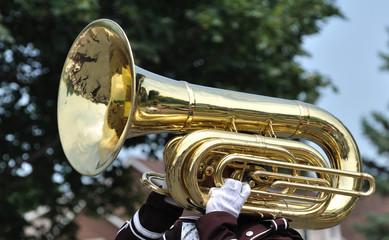 Playing Marching Tuba in Parade
