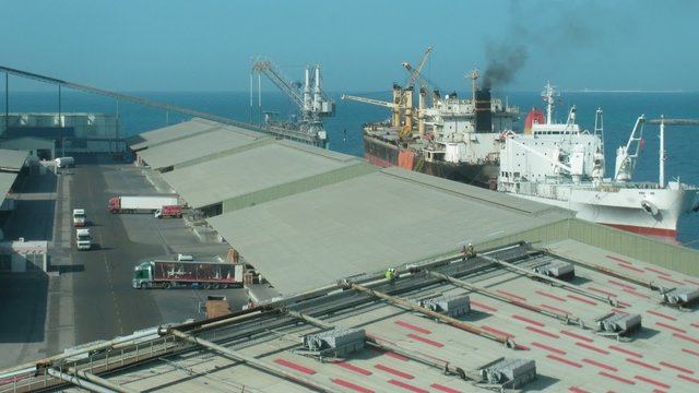 Brisk work in port