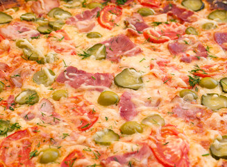 pizza ham and vegetable