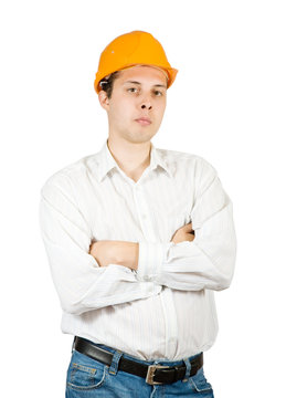 male construction worker in hard hat