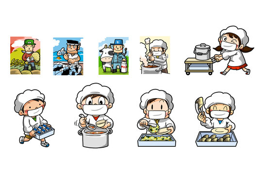 男の子と女の子　学校生活　給食03
