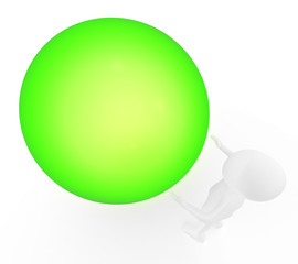 big green ball and person