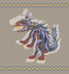 Traditional aztec coyote vector illustration for design