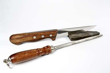 Küchenmesser und Schleifstein
