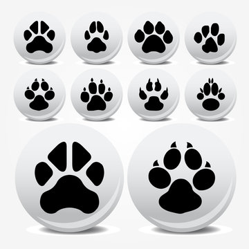Collection of animal foot prints vector icons