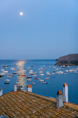 Moon rising in the Mediterranian sea over Cadaques