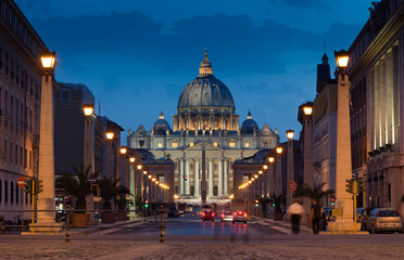 Fototapeta na wymiar Wspaniały widok wieczorem z Bazyliki Świętego Piotra w Rzymie