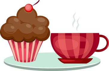 cup of coffee and cute cup cake