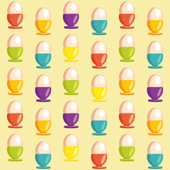 Background with cartoon egg cups, vector illustration
