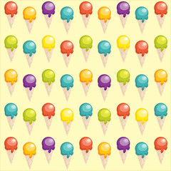 Background with cartoon ice cream cups