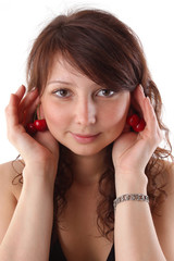 Fototapeta premium Closeup studio fashion portrait of a beautiful young sexy woman