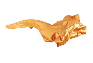 Smooth elegant golden satin isolated on white background .