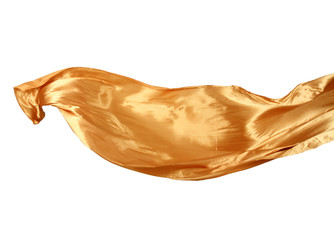 Smooth elegant golden satin isolated on white background ..