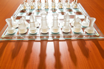 Set of chess figures on the playing board