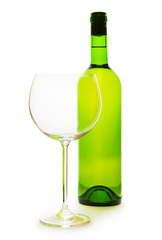 Wine and glass isolated on the white background