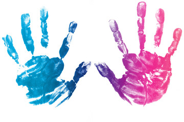colorful child hand printed