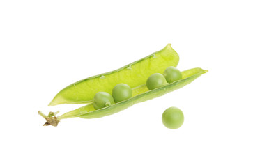 Open pea pod and single pea