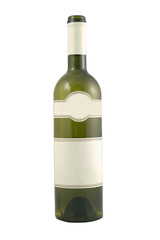 green bottle for wine with blank tag