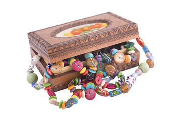wooden box with fashion beads