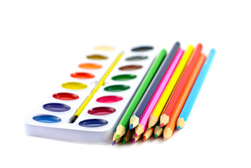 Naklejka premium Paintbox with water colors