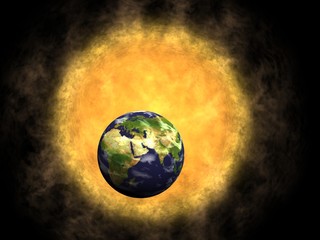 Obraz na płótnie Canvas Ziemia i Słońce, globalne ocieplenie