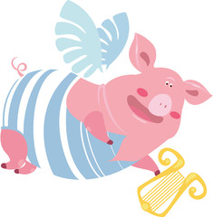 piglet with a harp