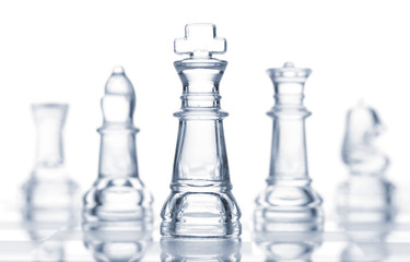 transparent glass chess isolated on white