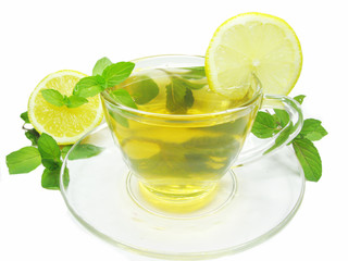 fruit tea with lemon and mint