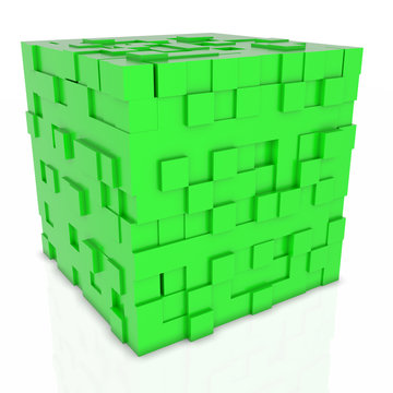 3D abstarct background - cubes isolated on white
