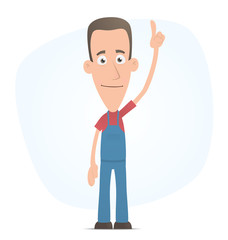 Mechanic points his finger at the top