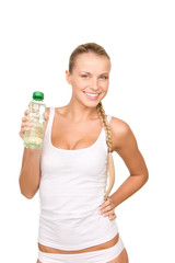 beautiful woman with bottle of water