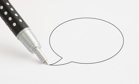 talk bubble with pen isolated.