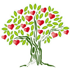 arbol con corazones