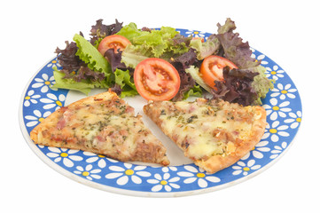 pizza and fresh vegetables