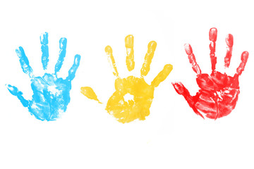 colorful child hand printed