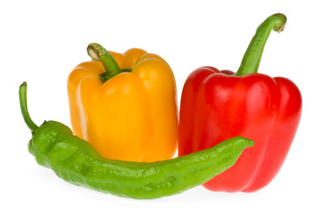 Bell and chili peppers