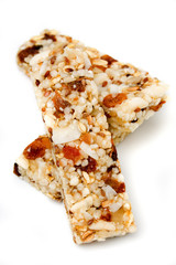 Granola bars isolated on white