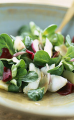salade de mâche et betterave à la morue 
