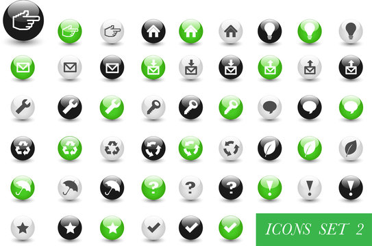 Set of icons or buttons for applications and internet