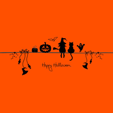 Halloween Card Halloween Symbols Orange
