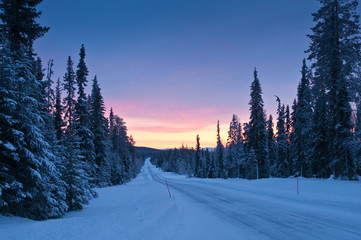 Icy road from Lapland