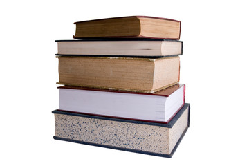 Stack of books isolated on white background.