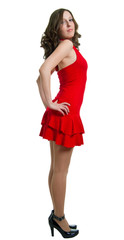 women in red dress