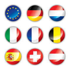 Glossy button flags - Europe one